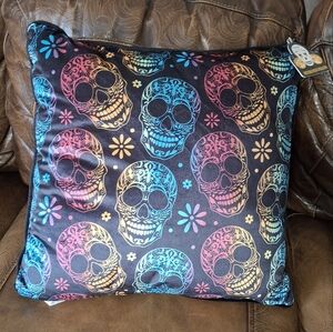 Colorful Sugar Skull Decor Pillow